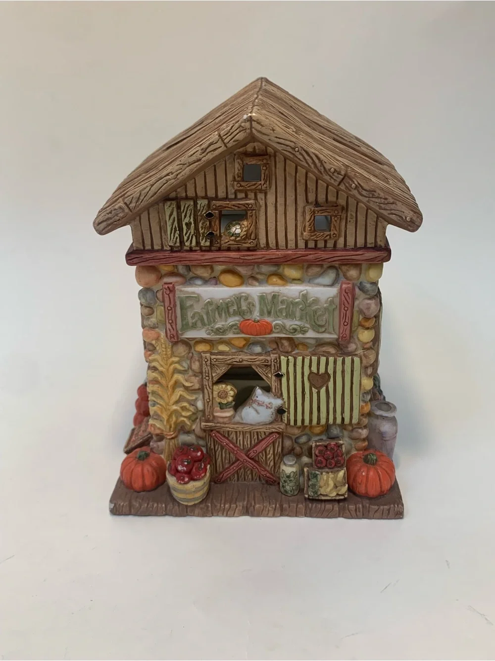 VTG Fall Wax Warmer Melt Ceramic Farmers Market Apples Pumpkins Rustic Country